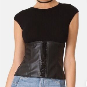 BAILEY 44, Black vegan leather top size SMALL.,